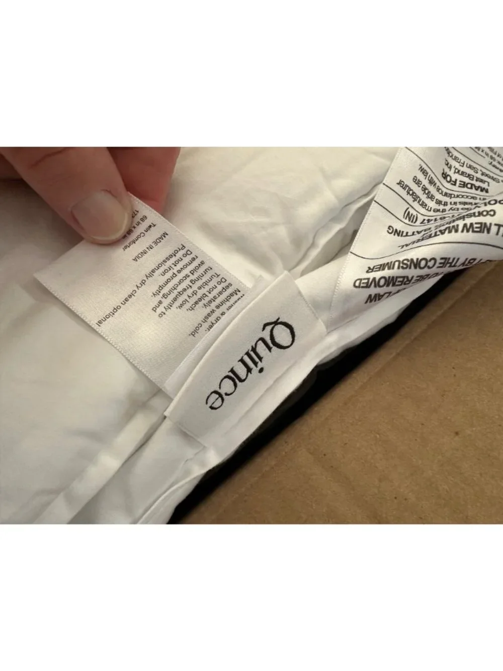 Quince Organic Cotton Sateen Comforter Twin White All Season Down Alternative